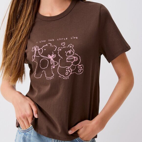 Things Between Cute Teddies T-Shirt 100% cotton 'Dark Brown' - Picture 3 of 3